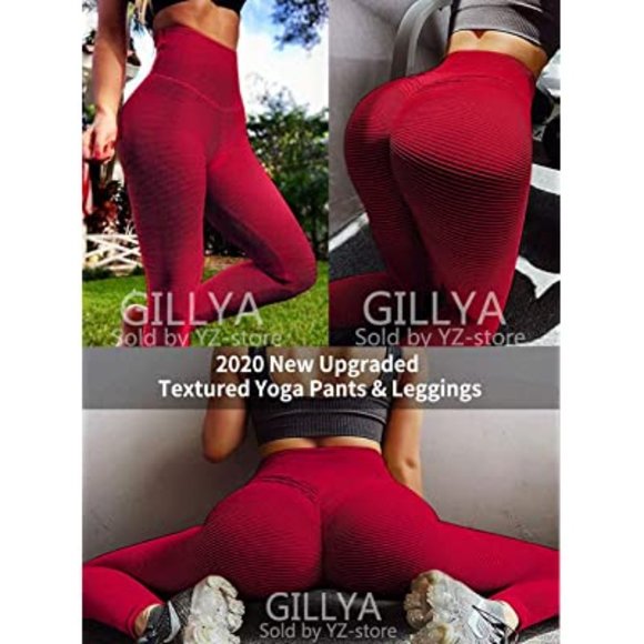 GILLYA Ruched Butt Lift Textured High Waist Pants - Picture 3 of 5